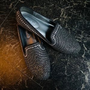 Beautiful black embellished loafers slip ons